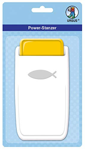 Ursus Power Stanzer Fisch, Größe ca. 3,8 cm, für viele Materialien wie Kork, Pappe, Moosgummi, Folien und Kunststoff geeignet, mit Schließvorrichtung zur platzsparenden Aufbewahrung