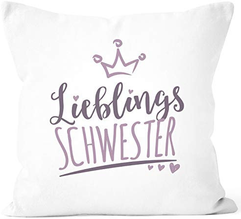 MoonWorks® Kissenbezug Kissenhülle Lieblings Freundin/Schwester/Mama/Mensch mit Krone Geschenk Lieblingsperson Schwester weiß Unisize