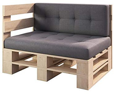 sunnypillow Palettenmöbel Gartenmöbel Set aus Holz Indoor/Outdoor Europaletten Möbel Sofa Gartensofa Bank Sessel Holztisch für Balkon Terrasse Garten | Natur Eckbank 120 x 80 cm Höhe : 30 cm