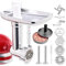 FHAJKTJB Kit de Hachoir à Viande Multifonctionnel, Le Support Compatible avec KitchenAid, Les mélangeurs, l'acier Inoxydable 304, la Presse à Hamburger antiadhésive 3 plaques de broyage