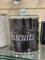 Diamond Crushed Biscuit Cookies Canister Jar Tin Kitchen Storage containers Silver Trimmings Crystal Filled gift (BLACK)