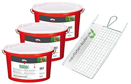 Keim Biosil Silikatfarbe für Innen mit einem Rollsieb Weiß 3 Eimer a 12,5 l