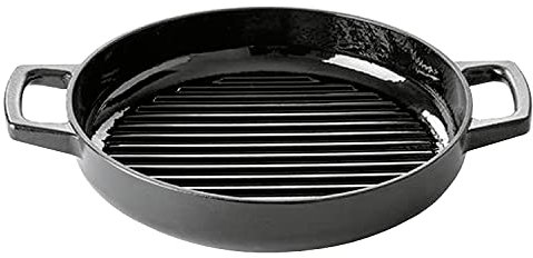 Beka Nori Grillette 28 cm - Grill en fonte émaillée compatible avec tous feux et barbecue - Grillette avec stries profondes - Poêle grille avec 2 poignées
