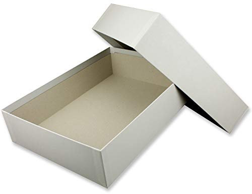 NEUSER PAPIER Hochwertige Aufbewahrungs- und Geschenkboxen - 1 Stück - DIN A4 - Hellgrau (Grau) bezogen - 302 x 213 x 70 mm