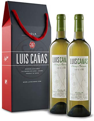 Luis Cañas - Vino Blanco con D.O. Rioja - Joven - Variedad de Uva Viura, Malvasía Riojana y Tempranillo Blanco - Notas Afrutadas - Incluye Estuche Cartón - 2 Botellas de 75 cl