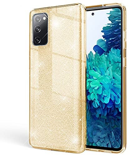 NALIA Purpurina Carcasa Compatible con Samsung Galaxy S20 FE Funda, Glitter Brillante Cubierta Protectora Telefono Movil Cover, Smartphone Bling Bumper Estuche Resistente Diamante, Color:Gold Oro