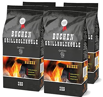 Blixxx Buchen Grillkohle 3kg Premium Holzkohle Grillholzkohle Restaurantholzkohle Steakhauskohle (4)