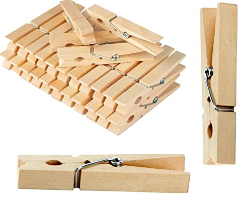 24 x Pinces à Linge en Bois, Durables, Ecologiques, Pinces à Linge pour Suspendre Les Vêtements (9 cm)