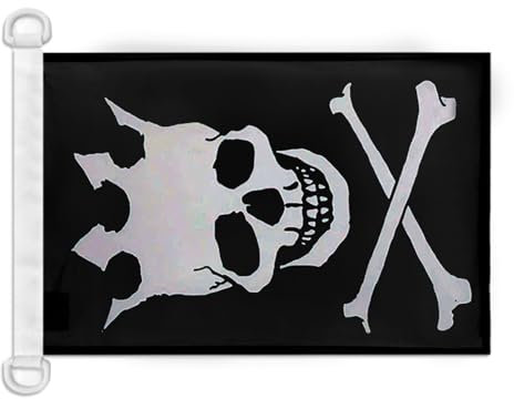 AZ FLAG Bootsflagge Totenkopf Mit Krone 45x30 cm, Aussenverwendung - Pirat Bootsfahne Aus Gestricktem Polyester Mit Plastikringen