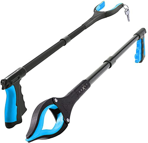 Luxet - Lot de 2 pinces de préhension pliables de 81,3 cm de long - Pointe magnétique solide et légère - Pour personnes âgées - Bleu