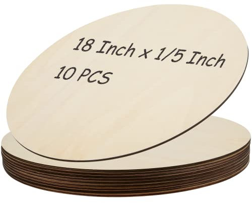 MOUYAT 10 Pack 18 Inch Wood Rounds Circles, 1/5 Inch 5mm Thick Unfinished Wooden Rounds Plywood Discs for Crafts DIY, Door Hanger, Door Design, Wood Burning, Christmas Decorations Painting