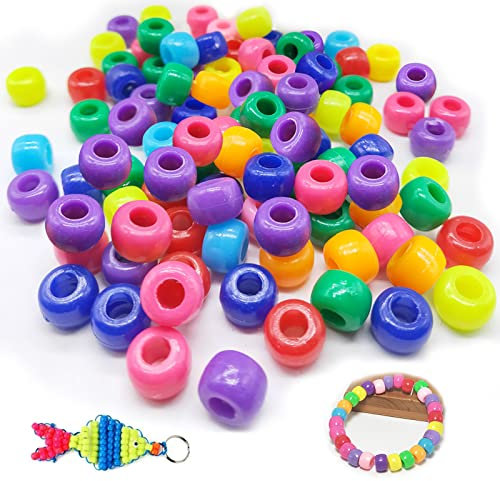 Bunte Perlen zum Auffädeln Basteln 1000 Stück Bastelperlen Fädelperlen 6x9mm Regenbogen Perlen mit Großem Loch für Armbänder Schmuck