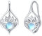 Orecchini a Cerchio in Argento Sterling 925 Con Pietra di Luna e Fiore di Loto - Regalo per Donne