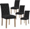 Yaheetech Lot de 4 chaises de Salle à Manger avec Dossier Haut Pieds en Bois Massif Assise rembourrée pour Maison Bureau Cuisine Bar Réunion Hôtel Noir