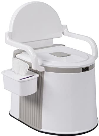 Outvita Pot de Chambre Adulte, Toilette Camping Amovible avec Porte-Papier Hygiénique pour Camping Voyage (Blanc)