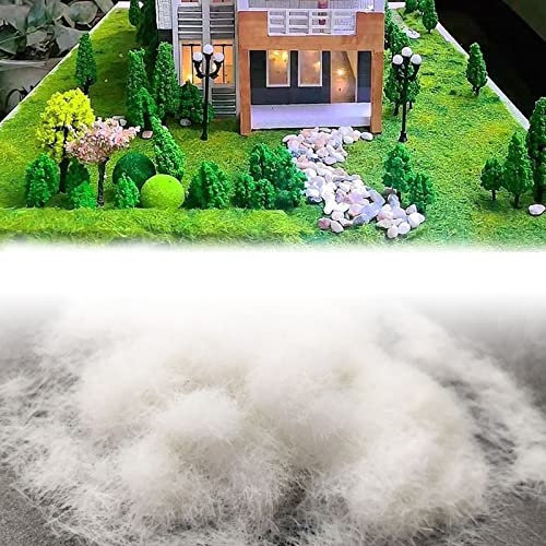 250g 5mm Hierba Modelismo, Modellbau Zubehör Landschaft Modellisenbahn Musgo Artificial para Decoración Hierba Esparcida Pradera Hierba Estática Rebaño Bosque Paisaje Terreno Ferrocarril Blanco
