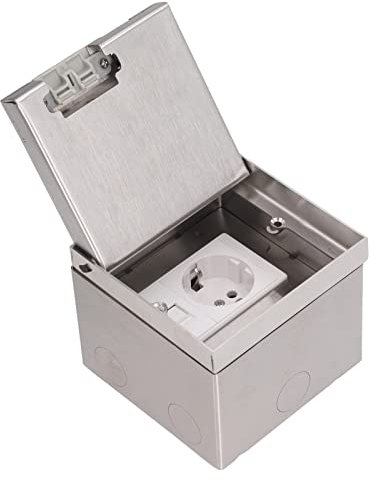 Focket Caja de Piso Ajustable, CA 250 V 4000 W 16 A Caja Eléctrica en el Piso con Tapa, Cubiertas de Salida de Piso Sistemas de Piso de Acceso de Caja, Kit de Caja de Piso de Enchufe Ocul