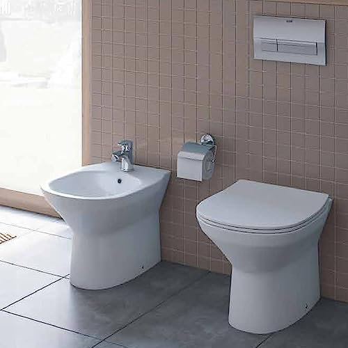 Yellowshop - CADDY Set coppia sanitari vaso rimless e bidet a terra con coprivaso soft-close