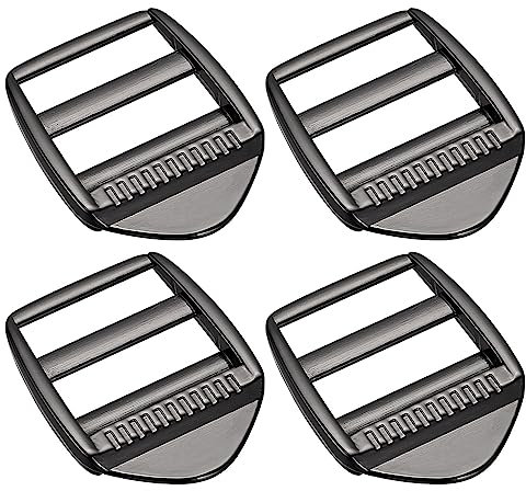 sourcing map Metal Ladder Buckle Slider Tri-Glider Metal Adjustable Buckles, 4pcs 25mm(1) Inner Size for Webbing Backpack Strap, Gun-black