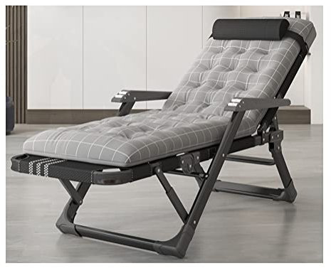 BUJOG Schwerelosigkeitsstuhl, klappbar, tragbar, Liegestuhl, Liegestuhl, Terrasse, Liegestuhl, Lounge-Chaise, verstellbar, mit Kopfstütze und Massage-Armlehne, für Outdoor-/Indoor-Unterstützung, 2