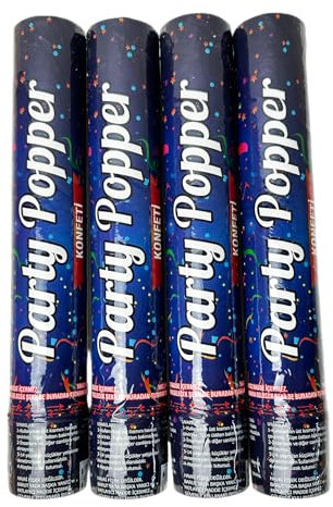 4x Party-Popper je 30 cm. 5m Effekthöhe. Konfetti-Shooter, Konfettibombe, Konfettikanone für Hochzeit, Geburtstag, Feier, Silvester, Private Partys (Bunt)
