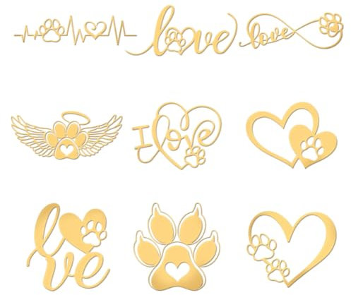 OLYCRAFT 9 Stück 4x4cm Goldene Metallaufkleber Mit Herzpfotenabdrücken Aufkleber Selbstklebende Engelsflügelpfotenaufkleber Goldene Epoxidaufkleber Für DIY Sammelalben Wasserflaschendekoration