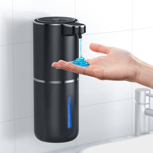 Fantictas 380 ML Distributeur de Savon Automatique, Distributeur Savon Automatique Mural, IPX5 étanche sans Contact Distributeur Savon avec Capteur Infrarouge pour Salle de Bain, Rechargeable par USB