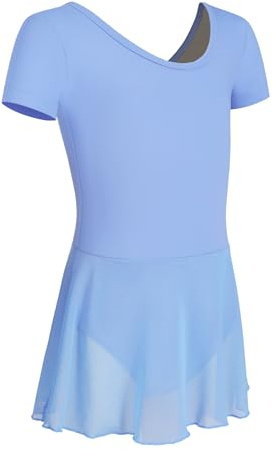 HIPPOSEUS Filles Justaucorps de Danse Robe de Ballet pour Enfants Manches Courtes/Longues Justaucorps de Ballet Gymnastique, 7023+7024