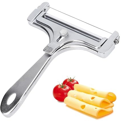 GUOYOU Coupe Fromage, Argenté Acier Inoxydable Trancheur à Fromage, Epaisseur de Coupe Variable Trancheuse Fromage, Trancheuse à Fromage, pour Fromage et Beurre, les Fromages à Pâte Molle à Mi-dure