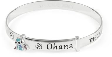 Stitch Girls Armreif aus Sterlingsilber, Ohana bedeutet Familie, Sterling-Silber