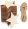 40 Stück Holzsterne zum Basteln, Holzsterne Deko Sterne Holz Sterne Basteln, Holzanhänger zum Bemalen, Holzscheiben für DIY Handwerk Hochzeitsdekoration, mit 5M Juteseil