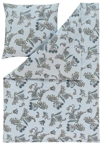 ESTELLA Feinflanell Bettwäsche Ostana aquamarin 1 Bettbezug 155 x 220 cm + 1 Kissenbezug 80 x 80 cm