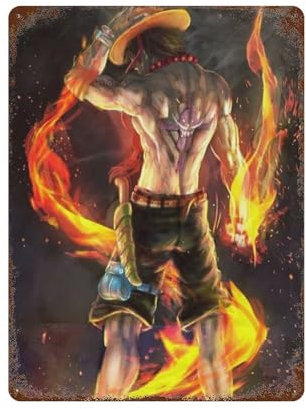 MYSJWLPOT One Piece Ace Poster, Wanddekoration, Kunst, Metallblechposter, moderne Heimdekoration, Kunst, Metallposter, Hausbar, Laden, Dekorationen, Vintage-Schild, Geschenk, 39,9 x 30 cm