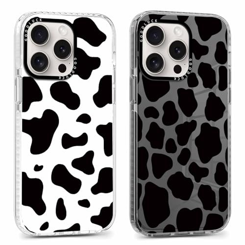 RUMDEY 2 Pack Cute Clear Cow Phone Case for iPhone 16 Pro Max 6.9 inch, Aesthetic Trendy Soft Slim Fashion Protective Shockproof TPU Bumper Cover for Women Girls-Cow