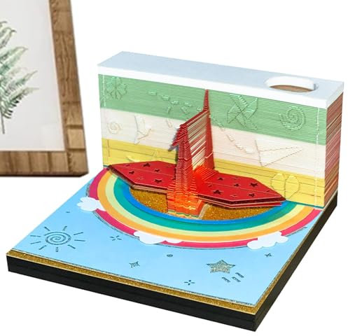 Abreißkalender, Kalender, Kunst-Abreißkalender mit LED-Licht - -Tageskalender, Notizblock-Kalender, Notizblock-Kalender, Papierkalender-Skulptur für den Desktop
