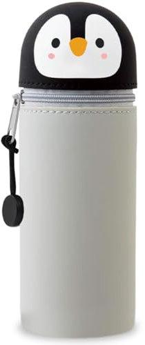 DGTSYAL Kawaii Federmäppchen, mäppchen, 2-in-1 Weiche Silikontasche, Cartoon Federmäppchen, Stand Up Federmäppchen, Tier Stifthalter, Stifte Mäppchen, Stifthalter Bleistifttasche Mädchen Junge (Grau)
