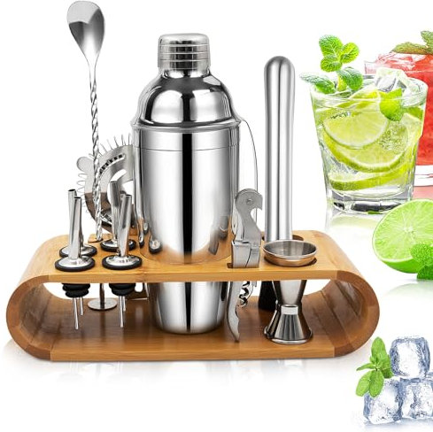 Kit à cocktail en acier inoxydable - 750 ml - 12 accessoires de bar - Accessoires de bar professionnels - Pour la maison ou le bar