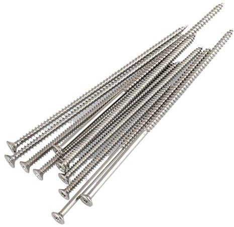 Schrauben FüR Terrasse 10 STÜCKE Verlängerung Flachkopf Blechschrauben Lange Holzschrauben Edelstahl Kreuz Senkkopf Selbstschneidende Lange Schrauben FüR Terrassenbau,GartenhäUser,Bauholzkonstruktione