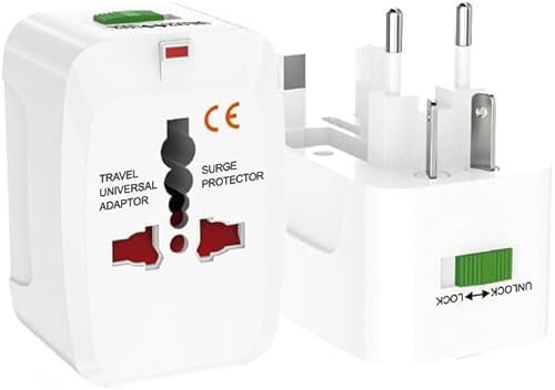 AntDau71® Adaptateur universel de voyage - Compatible avec prises EU, Royaume-Uni, USA, AUS, CN - 250V 6A - Prise internationale pour plus de 150 pays - CW962