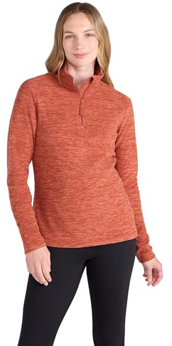 Mountain Warehouse Snowdon Womens Fleece Top - Warm Pullover, Lightweight Sweater, Half Zip, Breathable Ladies Tee, Quick Drying - For Spring Summer, Walking, Travelling Burnt Orange Women's Size 12