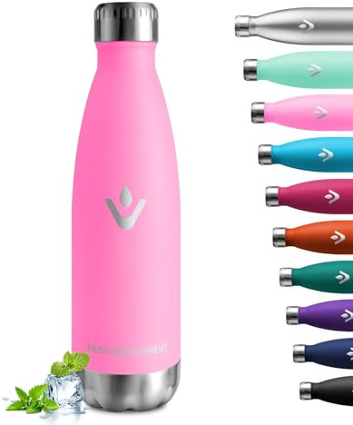 Botella Agua Termica 500ml, Botella De Agua Acero Inoxidable sin BPA, Botella Termo Reutilizable con Doble Pared, A Prueba de Fugas, Termica Botella para Niños, Escuela, Oficina, Gimnasio y Deporte