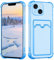 Yarxiawin per Cover iPhone 13 Trasparente con Porta Carte, Rosa Carino Sottile Custodia iPhone 13 Silicone Morbido Antiurto Case Bumper a Prova di Caduta (Blu)