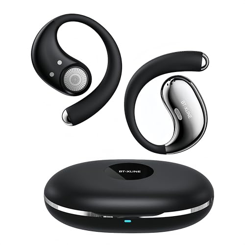 BEVCEFCC Bluetooth Kopfhörer Open Ear Kopfhörer Bluetooth 6.0 | Bluetooth Kopfhörer Sport,36 Std. Akku, IPX5 Wasserdicht,Leichtgewicht – Ideal für Business, Sport, Büro & Fitness in Schwarz