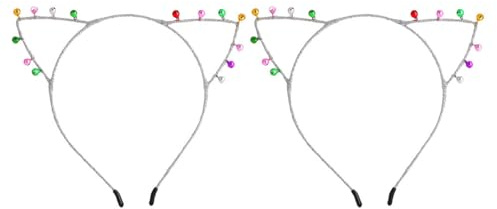 DEARMAMY 2stücke Stirnband Haarband mit Glockenmuster und Tierohren Kreativer Haarschmuck für Damen Party-kopfschmuck für Maskenbälle und Cosplay