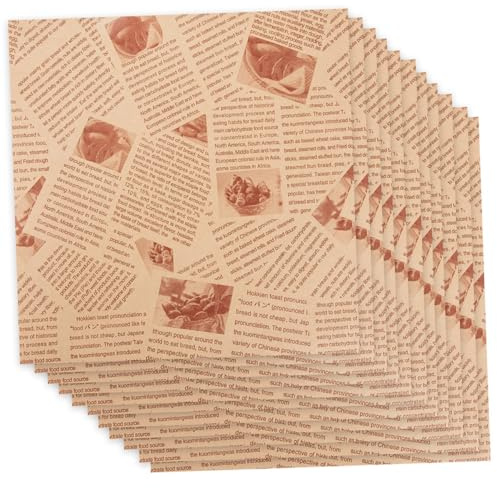 CIYODO 100 pezzi Carta Oleata Alimenti con Stampa Giornale Carta da Forno Antigrasso per Avvolgere Snack Fritti Sandwich e Cestini Alimentari Confezione Risparmio per Feste e Barbecue