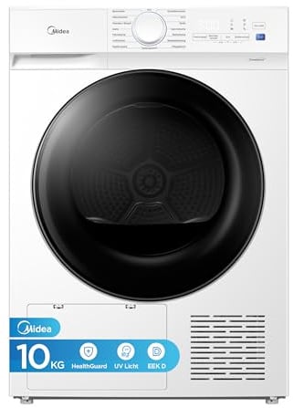 Midea V3 series Wärmepumpentrockner 10 kg Energieklasse D Weiß MDV3EH100D | UV-Licht für hygienische Reinheit, Knitterschutz, LED-Display, Startzeitvorwahl, Schnelltrocknen, Kindersicherung machen
