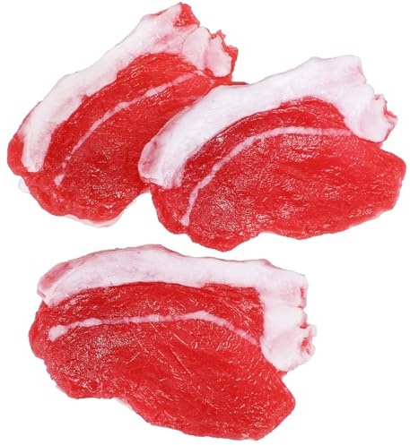MOLUCKFU 3 Stück Realistisches Schweinefleisch Modell aus Langlebigem Harz Lebensnahes Spiellebensmittel für Kinderküche und Fotorequisit
