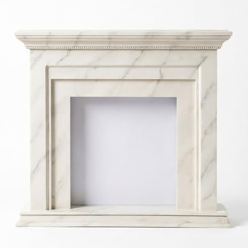 Freestanding Faux Marble Fireplace Mantel White Oak Frame HDF Panel Decorative Surround Decorative