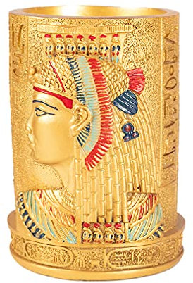 lachineuse - Ägyptischer Stifteköcher, goldfarben – Dekoration für Büro, Ägypten, Antikes Ägypten – mit Hieroglyphen – originelle Geschenkidee für Ägypten – Geschenk für Herren und Damen