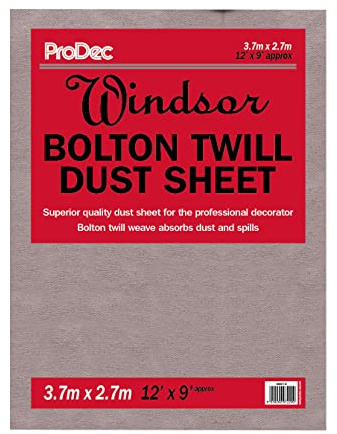 ProDec Windsor 12' x 9' Premium Quality Dust Sheet | Bolton Twill High Density Woven Cotton For Covering Floors and Furniture